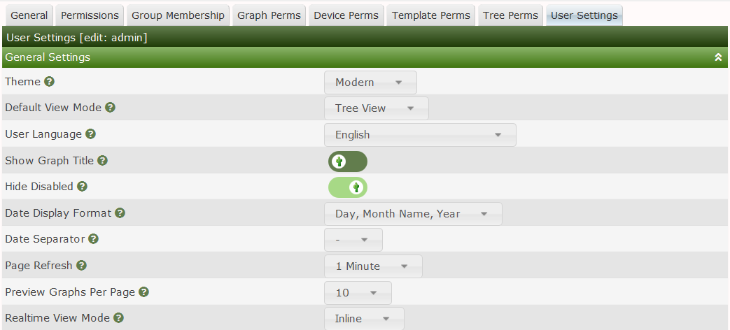 User Settings