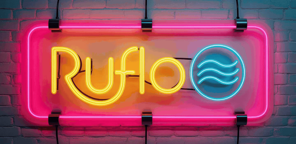 Ruflo animated neon sign