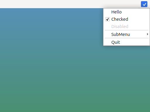 Linux tray menu