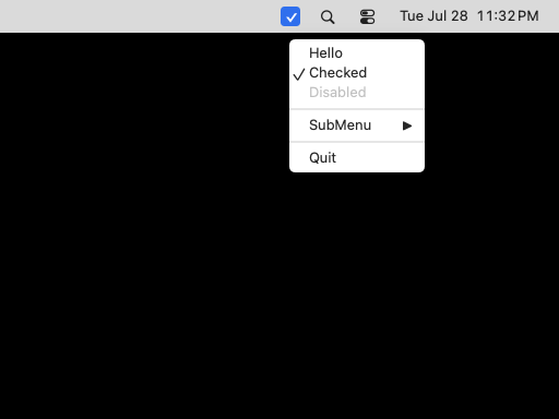 macOS tray menu